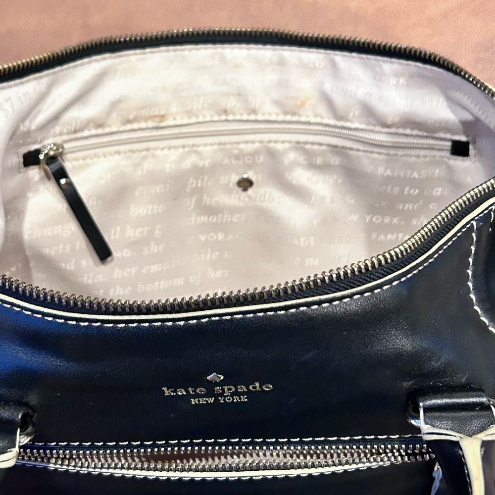 KATE SPADE NY Mott Street Riley Satchel Leather Storybook Lining Crossbody 15x9 - Picture 10 of 16